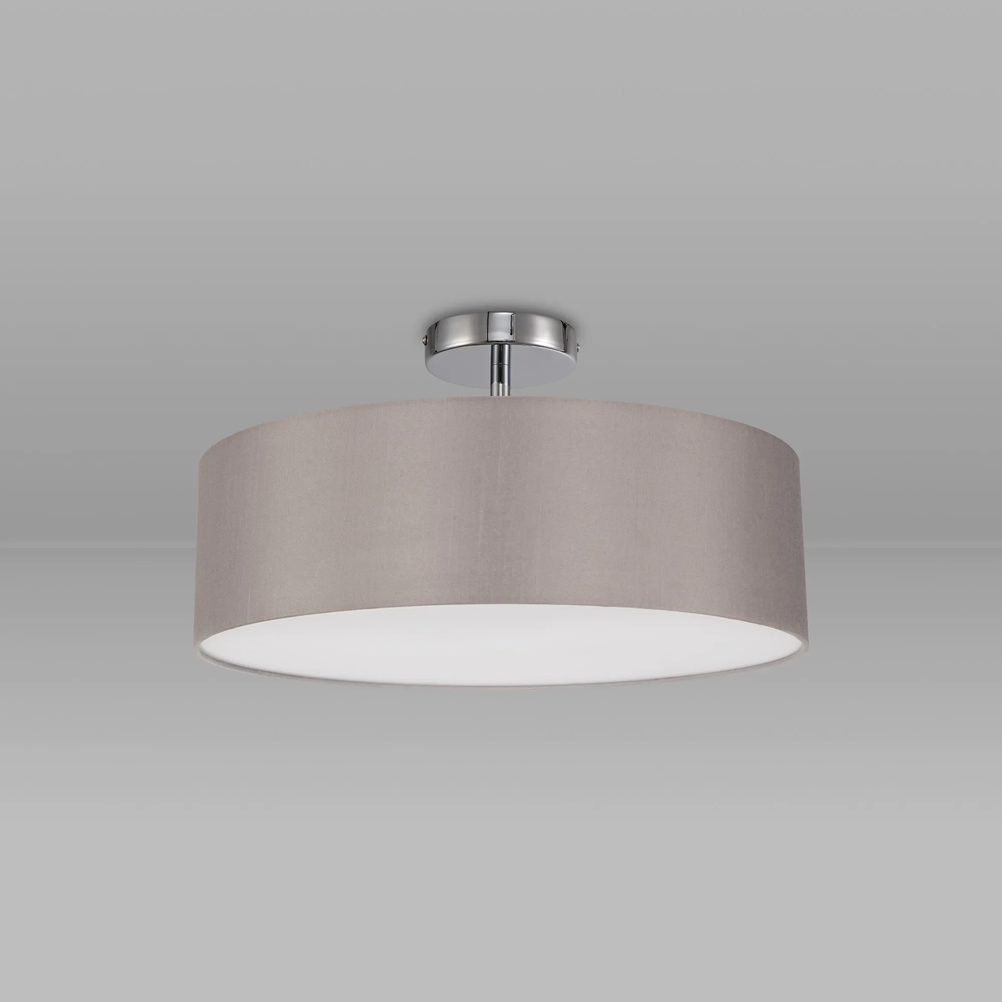 Baymont 45cm, Semi Flush 3 Light Polished Chrome, Grey/White DK0696  Deco Baymont CH GR